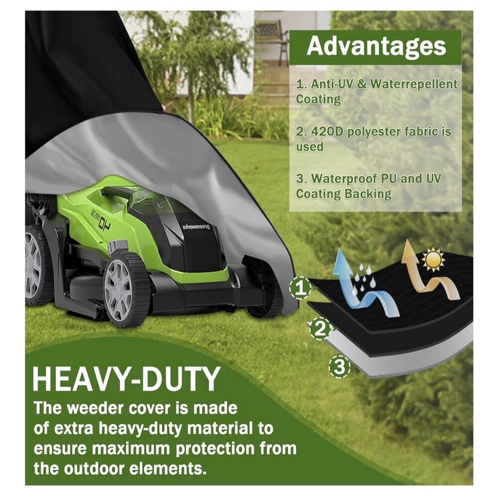 Lawn Mower Cover Outdoor Waterproof UV Protector Heavy Duty Universal Fit - Picture 3 of 12